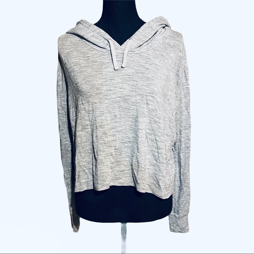 Athleta Boxy Cropped Hooded Drop Shoulder Top M